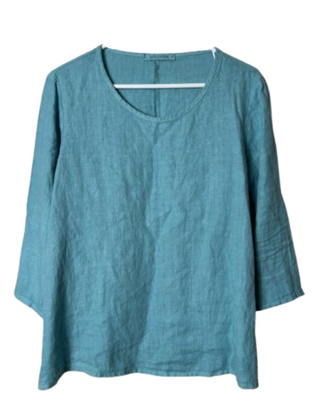 Cut Loose blue 100% woven linen top womens S lagenlook